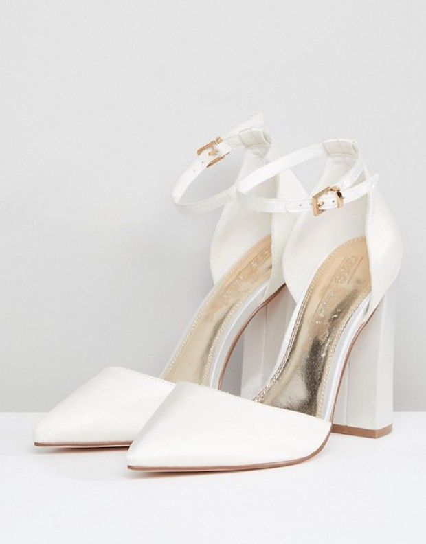 white high heel block sandal