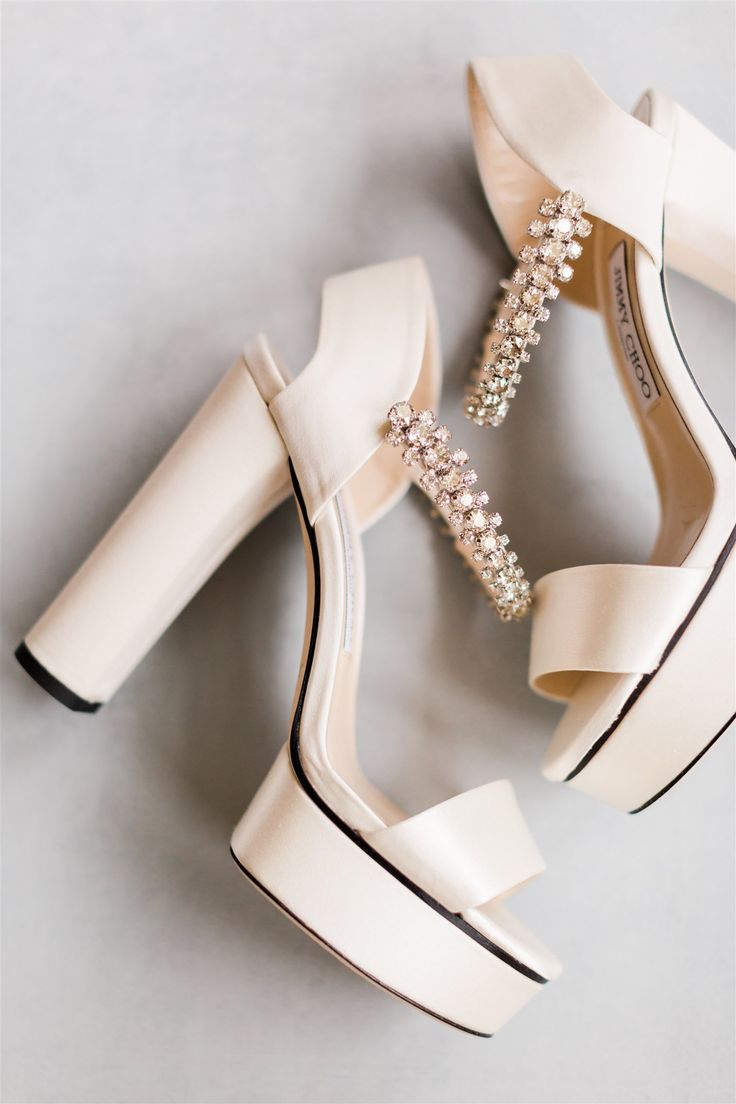 fancy white block heel 